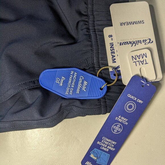 NEW- 4XT Tall Roundtree & Yorke Swim Lined Trunks Quick Dry Polyester 8"I Navy - Picture 5 of 9